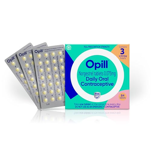 Opill Daily Oral Contraceptive, Birth Control Pill, Full Prescription Strength, No Prescription Needed, 84 Count - Unflavored - 84 Count (Pack of 1)