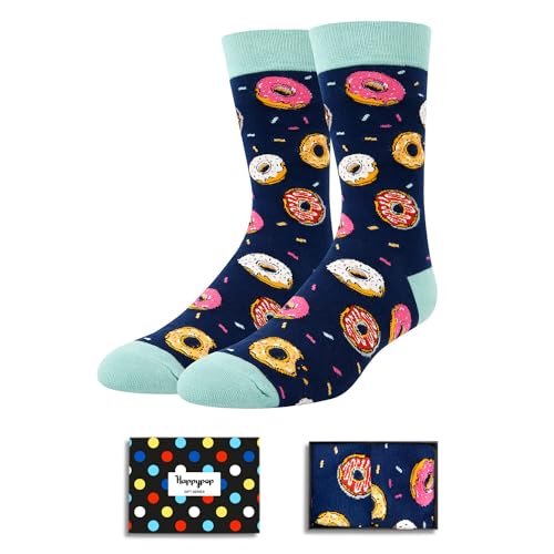 HAPPYPOP Funny Donut Gifts Pickle Burger Gifts - Donut Pickle Burger Socks for Men - Medium - Donut Blue