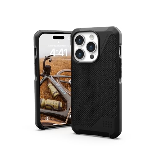 URBAN ARMOR GEAR UAG Case Compatible with iPhone 15 Pro Case 6.1" Metropolis LT Kevlar Black Built-in Magnet Compatible with MagSafe Charging Rugged Military Grade Dropproof Protective Cover - Kevlar Black