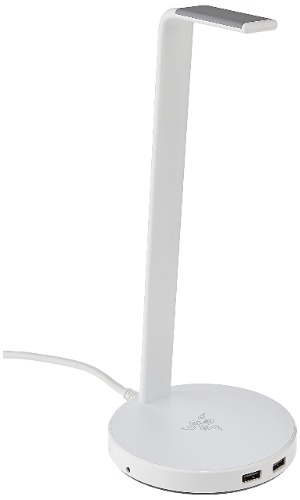 Razer Base Station V2 Headphone Stand Chroma: RGB Lighting - USB Charging – 3.5mm Port with Built-in DAC - Mercury White - V2 Mercury White