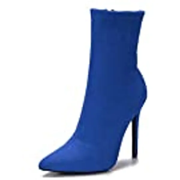 CAMSSOO Women's Stylish Ankle Boots Sexy Pointed Toe Stiletto High Heels Boots Comfy Mid Calf Booties