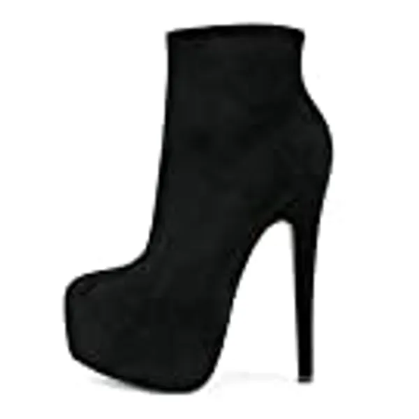 JOY IN LOVE Women's Platform Ankle Boots Zipper High Heels Shoes Short Booties