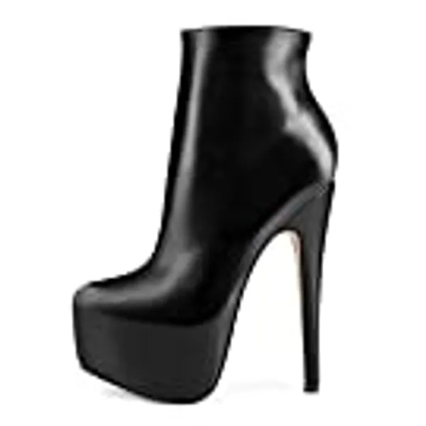 JOY IN LOVE Women's Platform Ankle Boots Zipper High Heels Shoes Short Booties