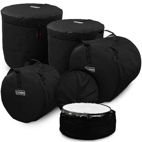 5-Piece Drum Case Set - Travel Bags for Standard Kits, Includes 22" Kick Bag, 12" / 13" / 16" Tom, and 14" Snare, Thick Padding for your Drum Accessories Protection