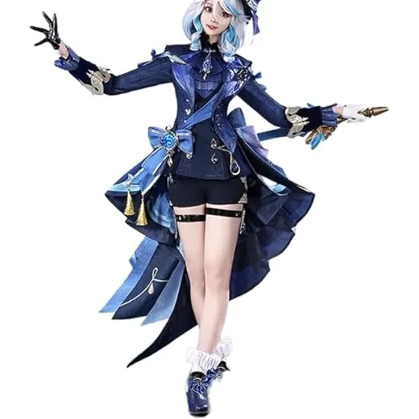 KIRA KIRA Furina Cosplay Costumes Doki SR Game Genshin Impact Fontaine Dark Furina Black Focalors Cosplay Costume with Hat
