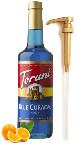 Blue Curacao Syrup for Coffee 25.4 Ounces Coffee Syrups and Flavors with Fresh Finest Syrup Dispenser - Blue Curacao