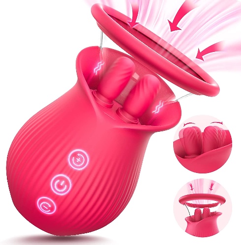 Sex Toys Women Vibrator - Rose Toy Licking Sucking Vibrating Adult Toys with 2 Suction Cups, 3in1 Woman Vibrators Sex Toy Female Sucker Stimulator for Clitoral Nipple Couples Foreplay Quick Pleasure - sucking vibrator