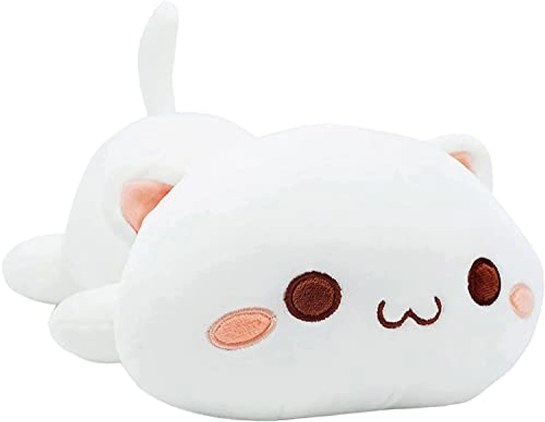 Oreiller en Peluche, Coussin Poupée Chat Mignon, Jouet d'anime Doux Cartoon, Traversin Oreiller de Canapé-lit Sommeil, Décoration Créative, Cadeau pour Enfants Bébé Filles Garçons Anniversaire Noël - 65cm - Chat # 1