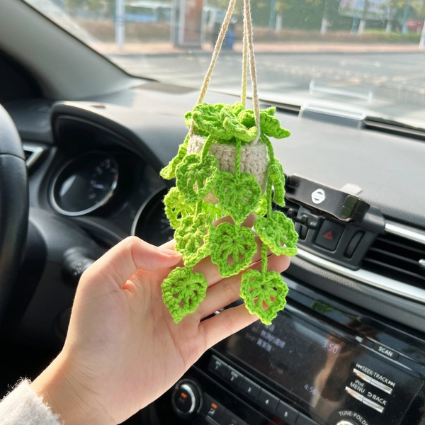 Car Plant, Crochet Monstera Plant, Plant Lover Decor, Monstera Decor ,Houseplant Decor, Crochet Hanging Plants, Car Accessories For Women