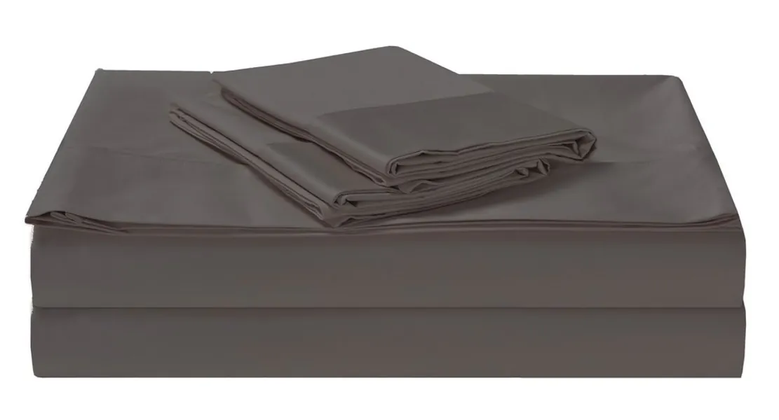 1500TC Cotton Rich 4 Pieces Queen Bed Sheet Set, Flat Sheet, Fitted Sheet & 2 Pillowcases Charcoal