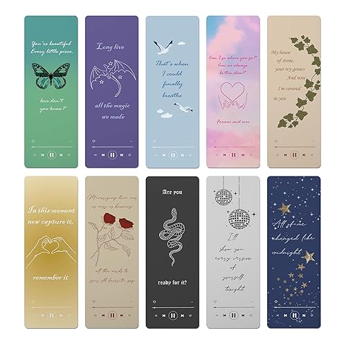 TwoDays Music Inspired Bookmarks, Album Aesthetic Merch for Fans Gifts, Singer Book Accessories for Book Lovers, Bookish (6"x2", Set of 10)