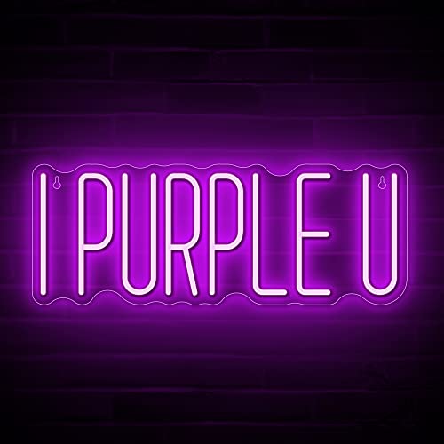 Lumoonosity BTS I Purple You Neon Sign - K-pop BTS Army LED Sign for Bedroom, Wall, Room Decor - USB Powered BTS Merchandise Korean Neon Light with On/Off Switch - 15.7 x 5.9-Inch Large Size - I PURPLE U