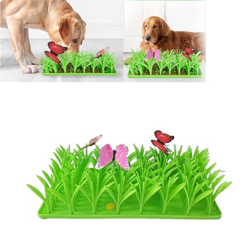 Cat Foraging Mat Silicone, Silicone Grass Mat for Cats, Silicone Snuffle Mat for Dogs, Interactive Sniff Mats for Dog Cat Pet, Add Butterfly Decorations to Improve Interaction with Cats (1PCS) - 1PCS