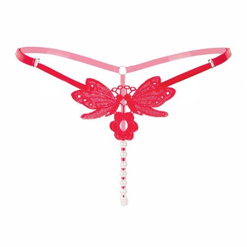 Strings of Pearl Thong - Red