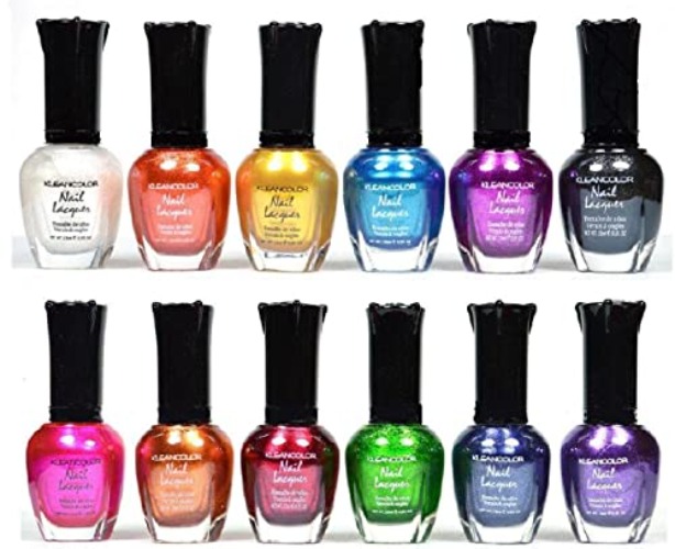 Kleancolor Nail Polish - Awesome Metallic Full Size Lacquer Lot of 12-pc Set - 6 Fl Oz (Pack of 1) - multicolor
