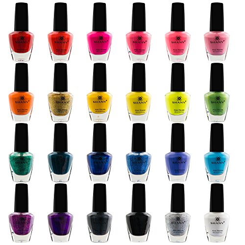 SHANY Cosmopolitan DIY Nail Polish set - Nail Lacquer Quick Dry, Full Size, Vibrant, Colorful, Trendy, Glitter, Glossy, Metallic, Matte Nail Art Nail Shades - 24 Colors Nail Polish Bulk - Premium Quality