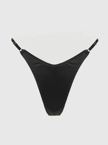 Rising Star Liquid Satin Thong | Black / M