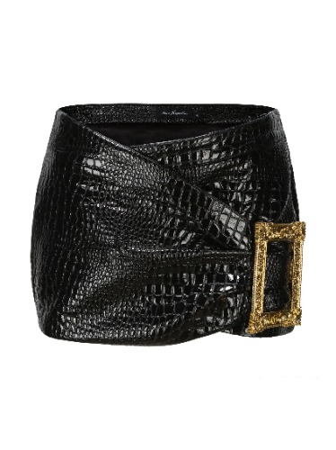 Miranda Leather Mini Skirt (Black) | Black / L