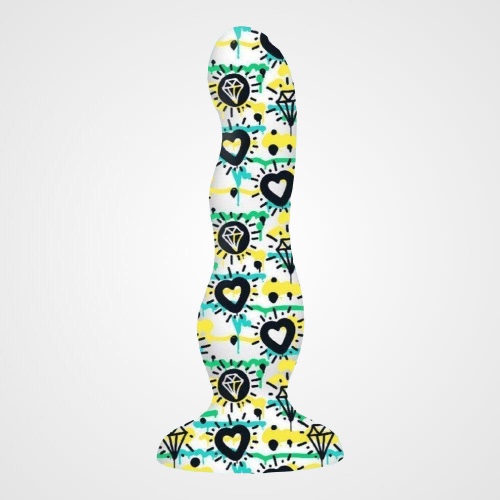 Collage 'Diamonds and Hearts' Curvy Silicone Dildo