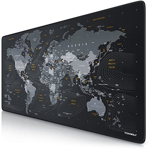 CSL Tapis de souris XXL Speed Gaming Titanwolf - Carte du monde - 900 x 400 mm - XXL - Grande taille - Améliore la précision et la vitesse - Größe XXL Typ 5
