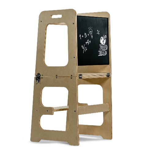 Date - 4 in 1 Kitchen Tower, Desk, Step Stool and Chalkboard | Natural