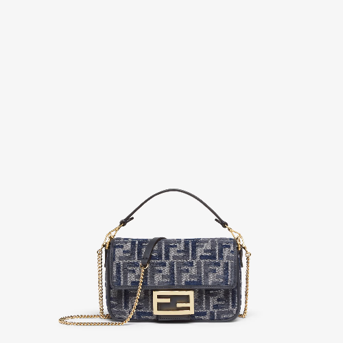 Baguette MiniDark blue FF chenille bag