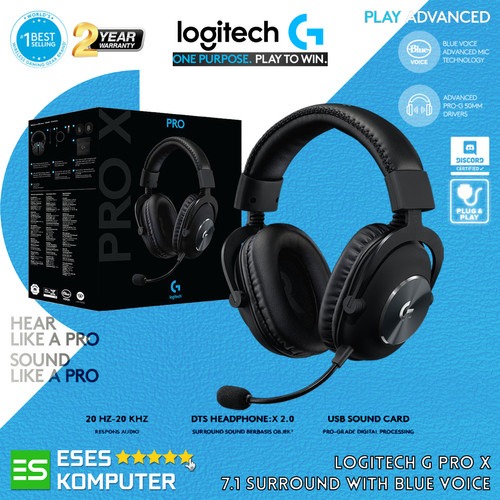Headset Logitech G PRO X GPRO X Blue Voice 7.1 - Gaming -Garansi Resmi di ESES Komputer Tasikmalaya | Tokopedia