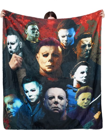 Horror Movie Watching Halloween Throw Blanket Scary Movie Fuzzy Flannel for Couch Sofa or Bed 60inch*80inch - Halloween4 60"×80"