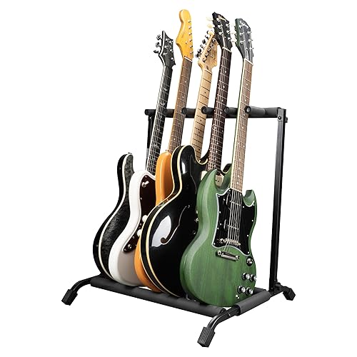Rok-It RI-GTR-RACK5 Collapsible Folding Guitar Rack for 5 Acoustic or Electric Guitars - 5 Guitars
