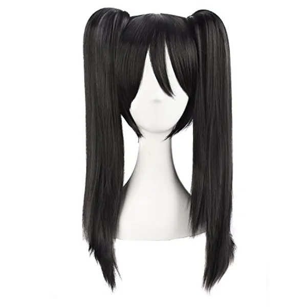 MapofBeauty 20"/50cm Double Tail Straight Hair Cosplay Wigs(Black)