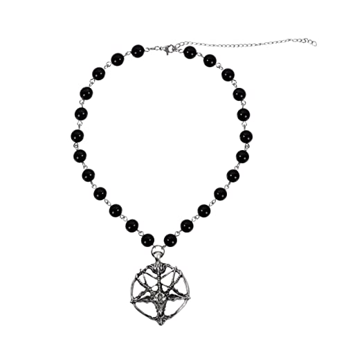 Sacina Goth Baphomet Choker Necklace, Black Pentagram Skull Choker Necklace, Gothic Necklace, Gothic Choker, Goth Choker, Halloween Jewelry Gift for Women - 1
