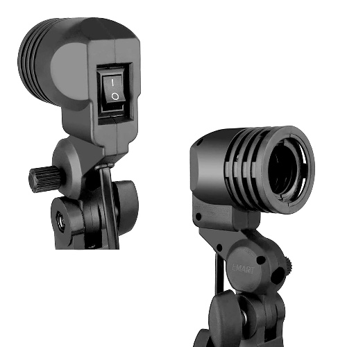 Emart Light Bulb Stand, E26 / E27 AC Socket Lamp Holder with Umbrella Holder, Photography Light Bulb Mount for Photo Video Studio - 2 Pack - 