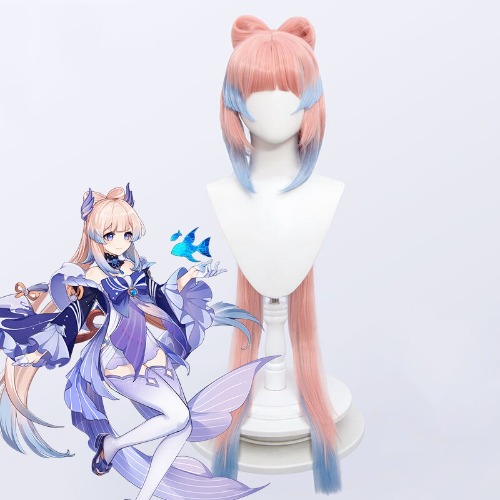21.27US $ 44% OFF|Kokomi Cosplay Wig Synthetic Genshin Impact Sangonomiya Pink Blue Ombre Wigs for Women Long Ponytail Extensions Straight Bangs| |   - AliExpress