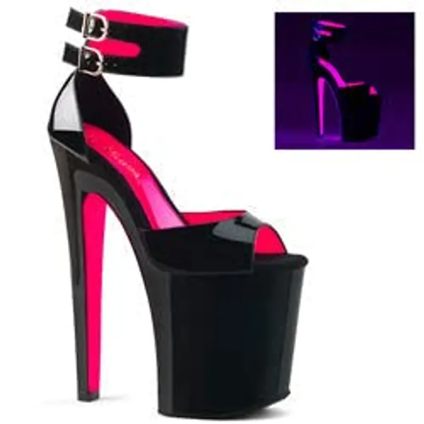 Pleaser Sandaal met enkelband -38 Shoes- XTREME-875TT US 8 Zwart/Roze