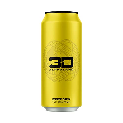 3D Energy Drinks 3D Sugar-Free Energy Drink, Pre-Workout Performance, Yellow (Alphaland), 16 oz Cans (Pack of 12) - Yellow