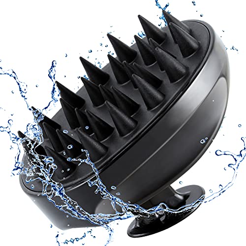 Shampoo Brush Hair Scalp Scrubber Head Massager for Stress Relax Hair Growth, Shower Hair Brush for Women Men Kids, Black - Black
