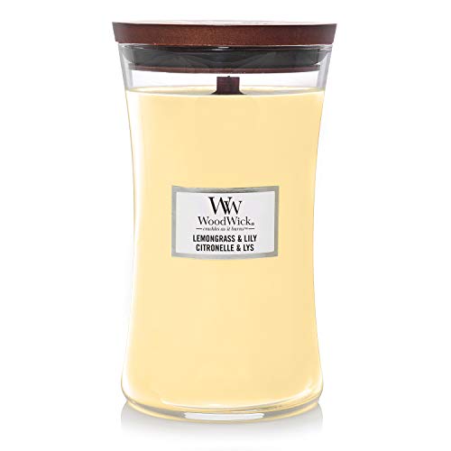 WoodWick Large Hourglass Candle, Lemongrass & Lily, 21.5 oz. - Light Yellow - hourglass large