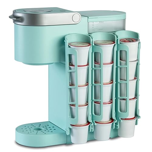 STORAGENIE K Cup Holder for Keurig K-cup,Coffee pod Storage, Side Mount | Wall Mount, Perfect for Small Counters (3 Rows/For 15 K Cups, OASIS BLUE) - 3 Pack /For 15 K-Cups - Oasis Blue