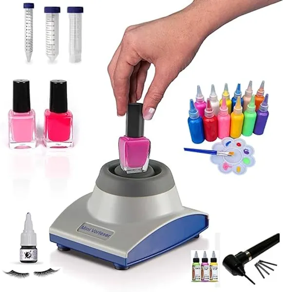 Certified Mini Vortex Mixer with Touch Function, 4500 RPM, Ideal for Acrylic Paints, Tattoo Inks, Gel Polish, Eyelash Adhesives, Test Tubes & Centrifuge Tubes, 5 Year Warranty, Blue/Gray