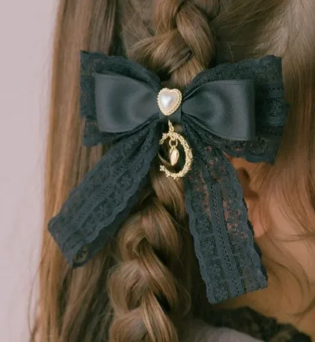 Moon Charm Ribbon Clip SET