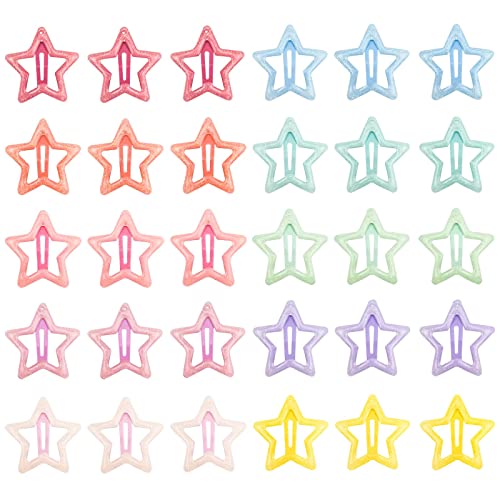 30 PACK Star Snap Hair Clips Non-slip Toddlers Colorful Cute Lovely Metal Hair Barrettes Hair Accessories for Women Girls (Style 4) - Style 4