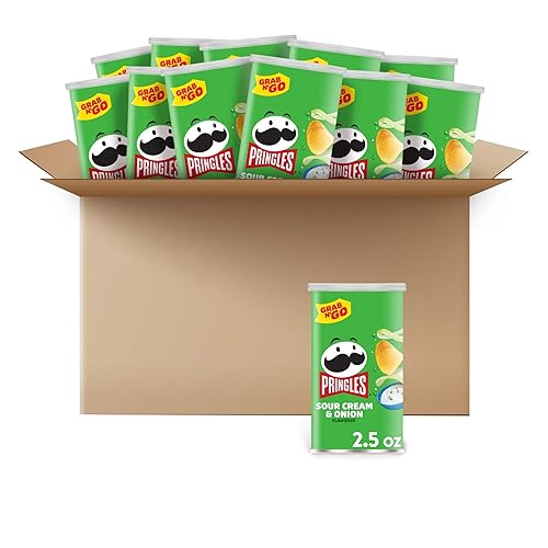 Pringles Potato Crisps Chips, Sour Cream & Onion, 2.5oz (12 Count) - Sour Cream & Onion - 2.5 Ounce (Pack of 12)