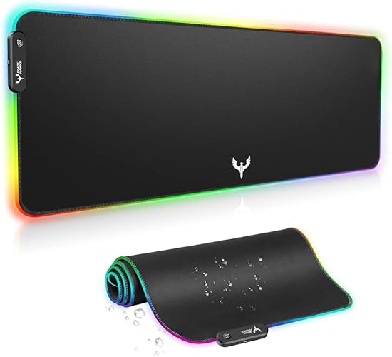 BladeHawks Extra Large RGB Gaming Mouse Pad-14 Light Modes, Extended Soft LED Mouse Pad, Anti-Slip Rubber Base, Computer Keyboard Mousepad Mat (31.5 x 12 Inch) - Black