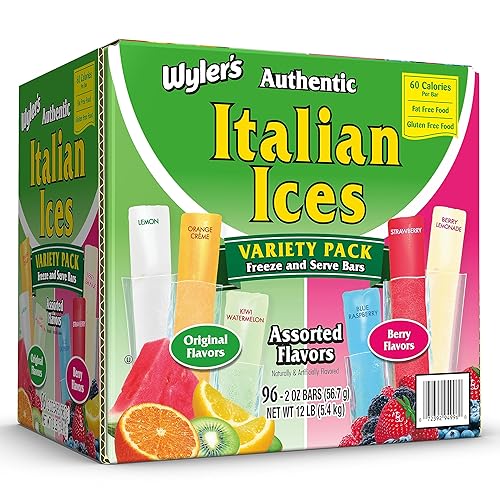 Wyler's Authentic Italian Ice Fat Free Freezer Bars Original Flavors 2oz bars, 96 count - italian ice - 96 Count (Pack of 1)