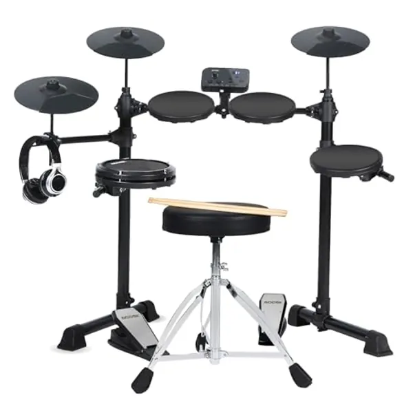 AODSK Electronic Drum Set,Electric Drum Set for kids Beginner with 150 Sounds,Drum Set With 4 Quiet Electric Drum Pads,2 Switch Pedal,Drum Throne,Drumsticks,On-Ear Headphones - AED-400 - UAED-400