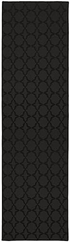 Garland Rug Sparta Non Slip Polypropylene 2 Ft. X 8 Ft. Black Area Rug- Ideal for Living Rooms & Hallways, Stylish & Durable for High-Traffic Areas - Black - 8' x 2' (Rectangular)
