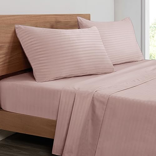 Mejoroom Queen Size Sheet Set - Hotel Luxury 1800 Bedding Sheets & Pillowcases - Deep Pocket Fitted Sheet, Hypoallergenic, Wrinkle& Breathable, Fade Resistant - 4 Piece (Queen, Dusty Pink-01) - DUSTY PINK-01 - Queen