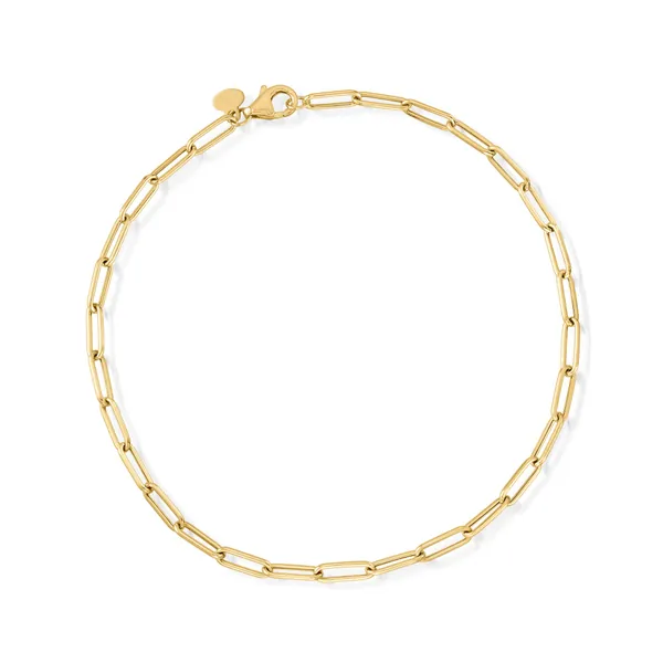 RS Pure by Ross-Simons Italian 14kt Yellow Gold Paper Clip Link Anklet. 9 inches - 