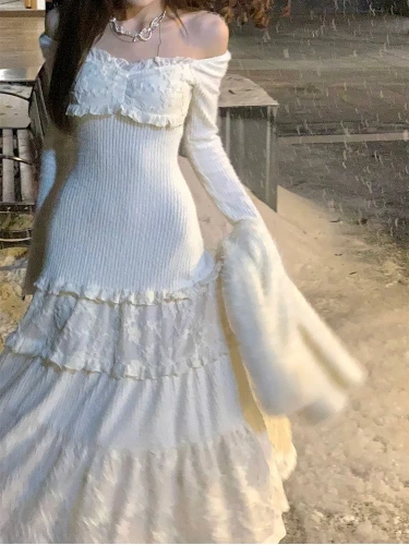 21.19US $ 54% OFF|2024 Spring Elegant Knitted Dress Women Lace Patchwork Koeran Princess Midi Dress Female Casual Sweet Even Party Fairy Dress| |   - AliExpress