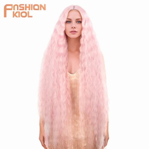 Pink Frenchie Wig|ombre Blonde Pink Water Wave Lace Wig For Black Women - High Temp Fiber